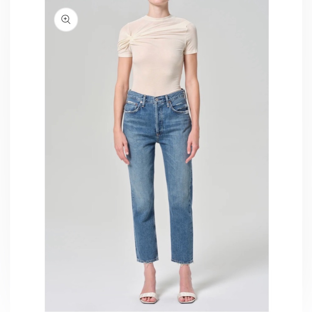 AGOLDE Riley High Rise Straight Crop Jeans, Medium Wash, size 26